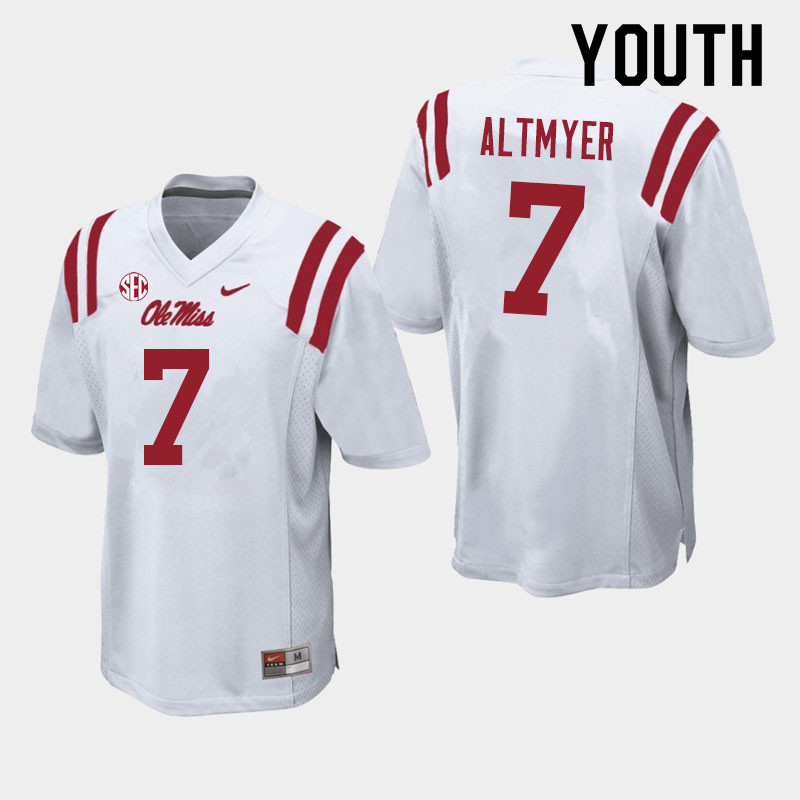 Luke Altmyer Ole Miss Rebels NCAA Youth White #7 Stitched Limited College Football Jersey ZGR7058SH